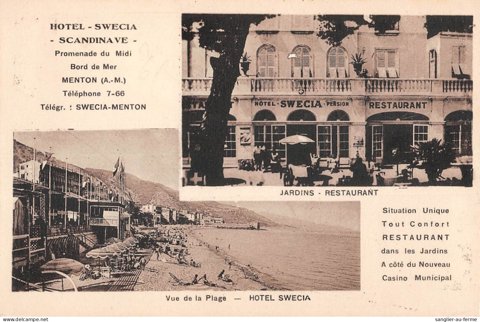 CPA 06 MENTON / HOTEL SCANDINAVE / HOTEL SWECIA / RESTAURANT LOCARNO - Menton