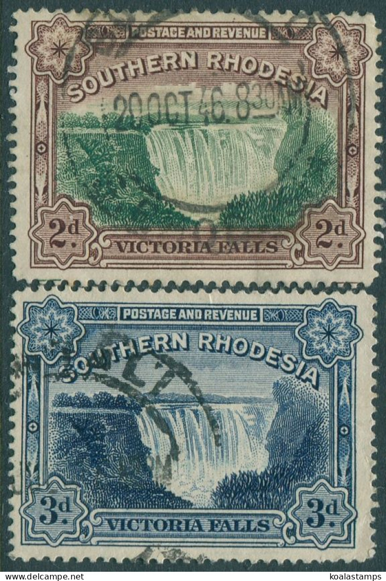Southern Rhodesia 1931 SG17-18 Victoria Falls P14 Set #2 FU - Zimbabwe (1980-...)