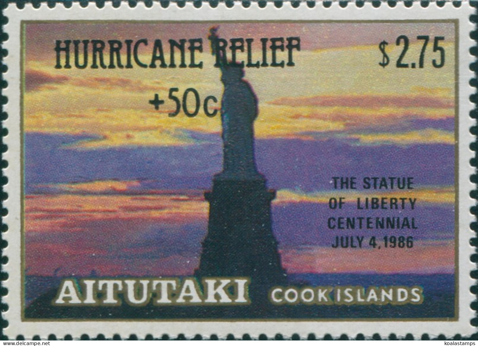 Aitutaki 1987 SG569 $2.75 Statue Of Liberty Hurricane Relief MNH - Cook
