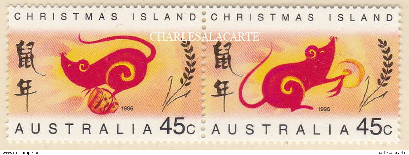 CHRISTMAS ISLAND 1996  CHINESE NEW YEAR  RAT  PAIR  SG 425-426  U.M. - Christmas Island