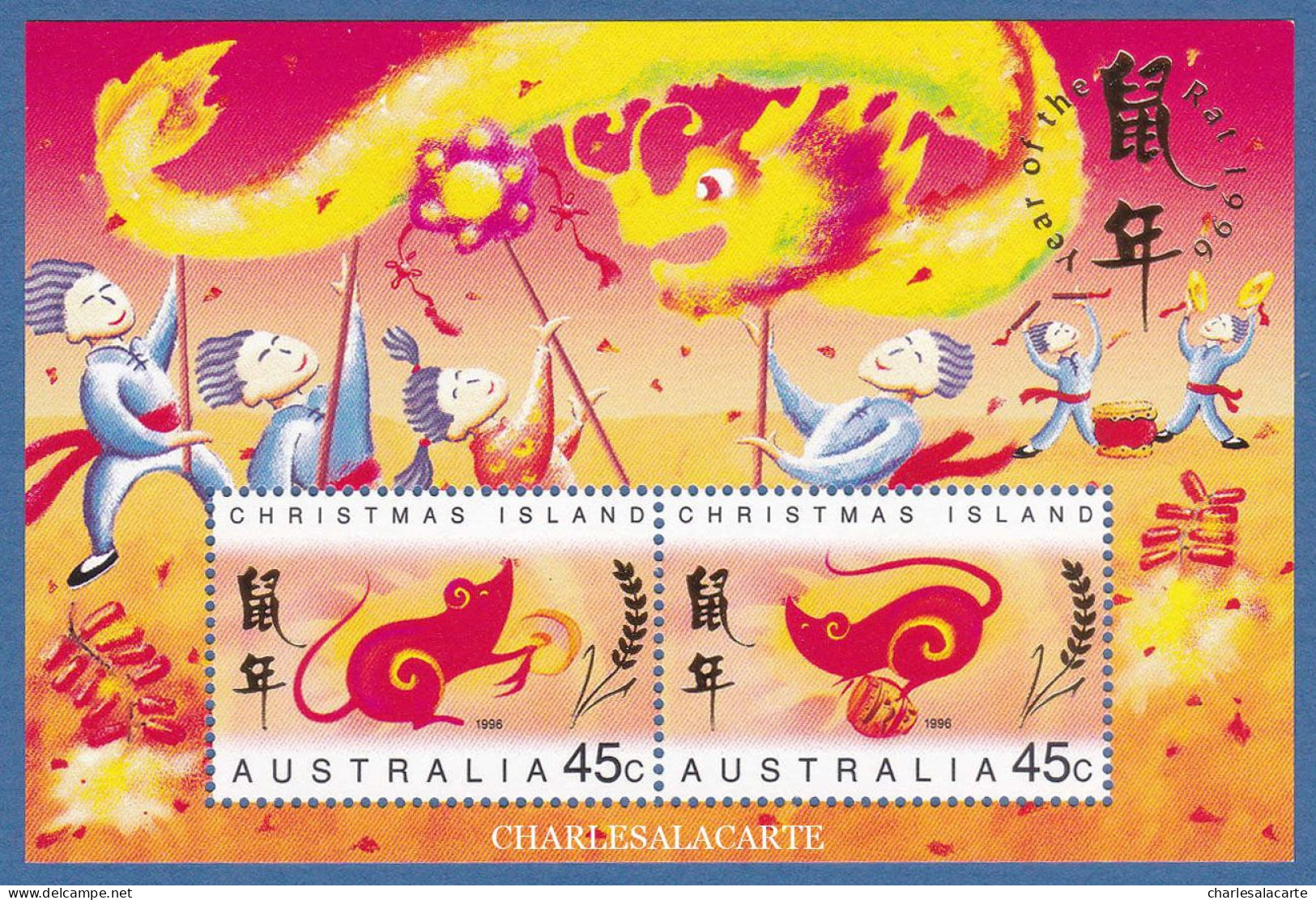 CHRISTMAS ISLAND 1996  CHINESE NEW YEAR  RAT M.S.  SG MS  427  U.M. - Christmas Island