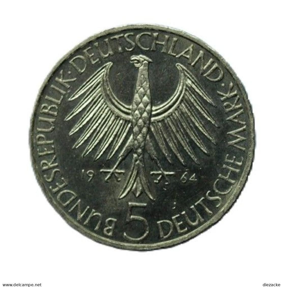 Bund 1964 5 DM Johann G. Fichte, Originalmünze Vz-st (Kof22/5 - 5 Mark