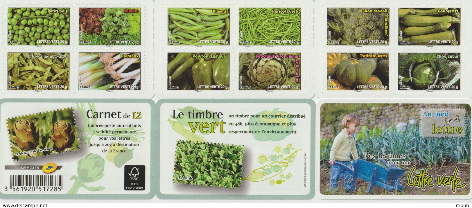 France 2012 Carnet Légumes BC 739 Neuf ** Non Plié Sous Faciale - Commémoratifs