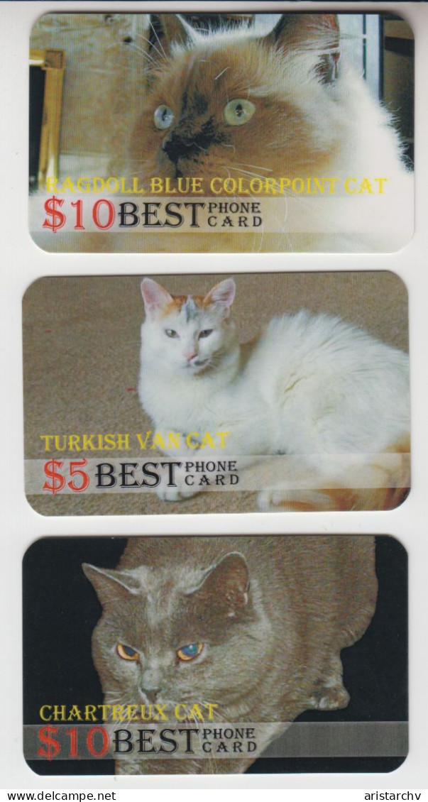 USA CAT SET OF 3 PHONE CARDS - Chats