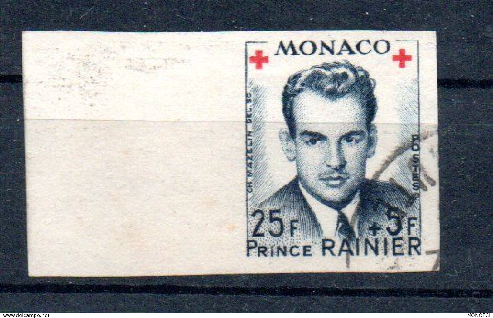 MONACO -- MONTE CARLO -- Timbre Non Dentelé BdF Latéral 25 F. + 5 F. Croix Rouge Prince Rainier III - Oblitérés