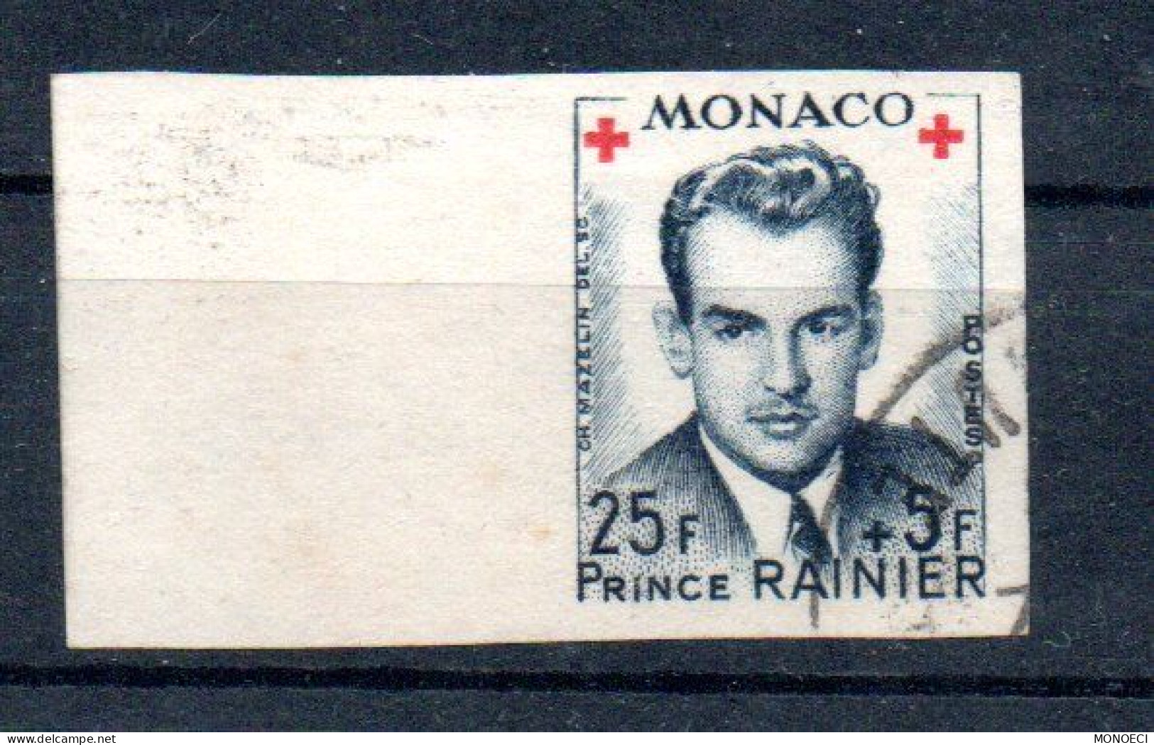 MONACO -- MONTE CARLO -- Timbre Non Dentelé BdF Latéral 25 F. + 5 F. Croix Rouge Prince Rainier III - Usati