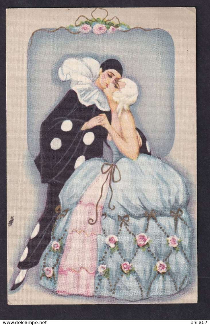 Woman And Pierrot / Ed. Ballerini&Fratini / Postcard Circulated, 2 Scans - Chiostri, Carlo