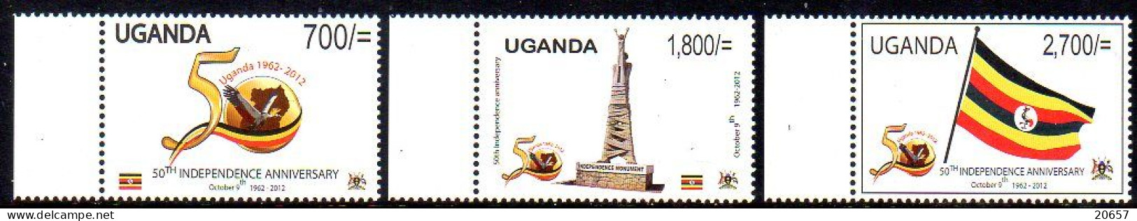 Ouganda Uganda 2409J/L 50 Ans D'indépendance , Drapeau - Francobolli