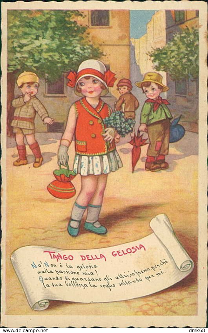 CASTELLI SIGNED 1930s POSTCARD - KIDS & MUSIC - TANGO DELLA GELOSIA - EDIT DEGAMI - N.91 (5200) - Castelli