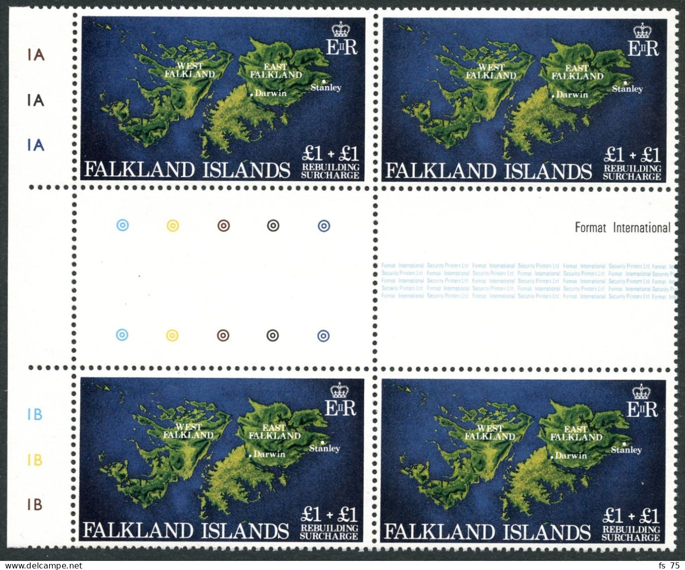 FALKLAND - YVERT 367 EN BLOC DE 4  INTERPANNEAU - SANS CHARNIERE - Falklandinseln
