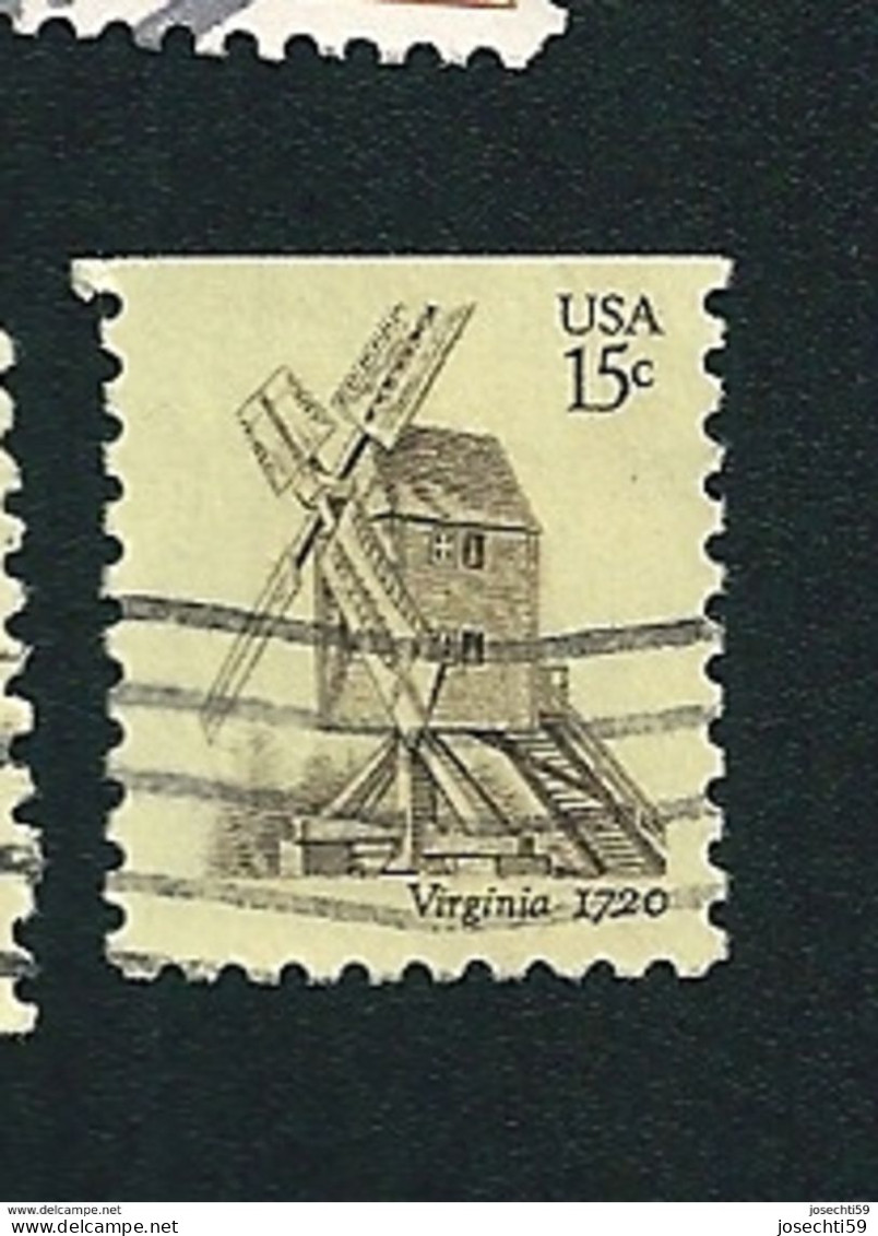N° 1268 	 USA - Virginia, 1720 Moulin à Vent  Timbre Stamp  USA Etats-Unis (1980) Oblitéré - Oblitérés