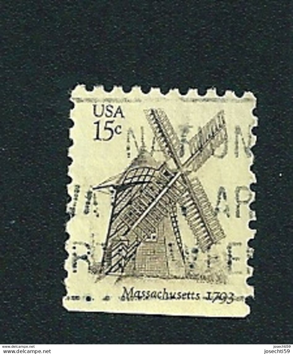 N° 1270	 USA - Moulin à Vents, Massachusetts   Timbre Stamp  USA Etats-Unis (1980) Oblitéré - Usados