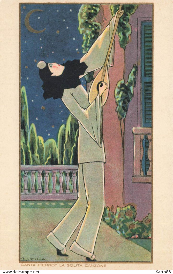 Art Nouveau Jugendstil Italia * Série De 4 CPA Illustrateur Italien Genre Chiostri Nanni Corbella ! * PIERROT Pierrot - Chiostri, Carlo