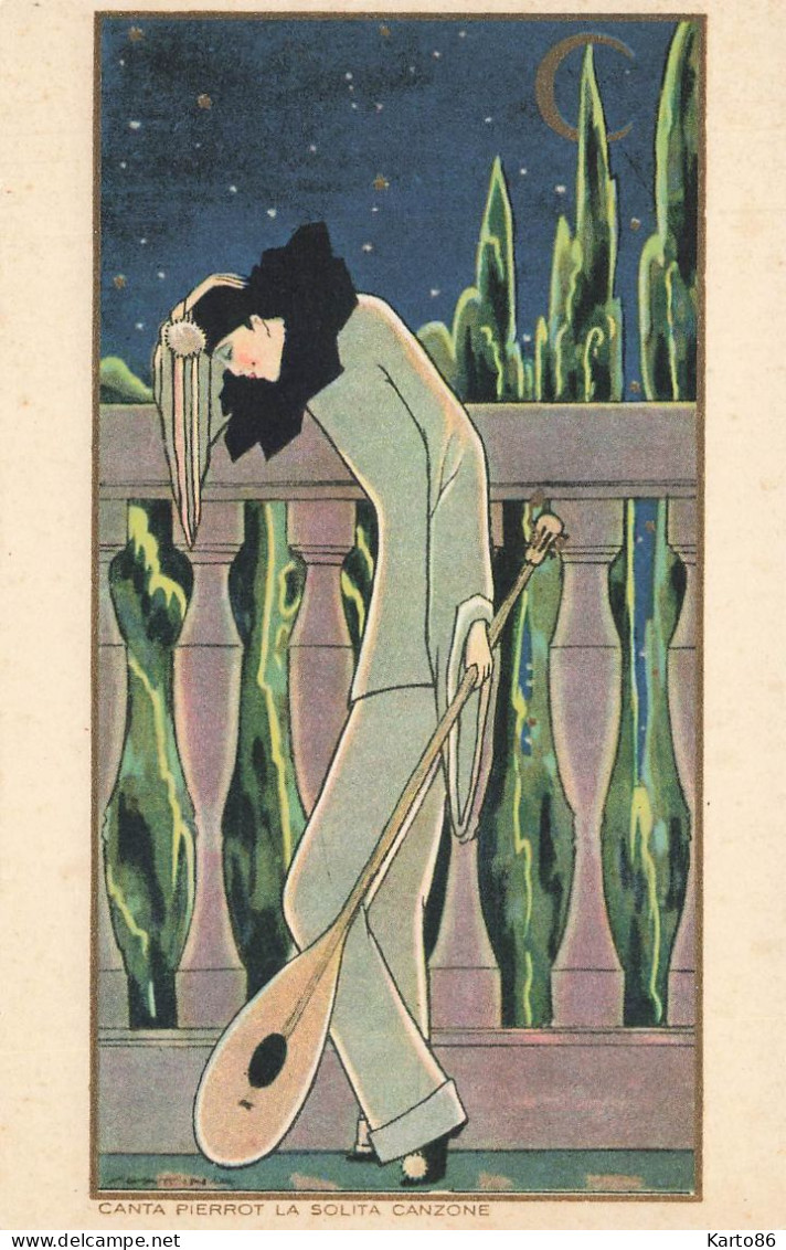 Art Nouveau Jugendstil Italia * Série De 4 CPA Illustrateur Italien Genre Chiostri Nanni Corbella ! * PIERROT Pierrot - Chiostri, Carlo