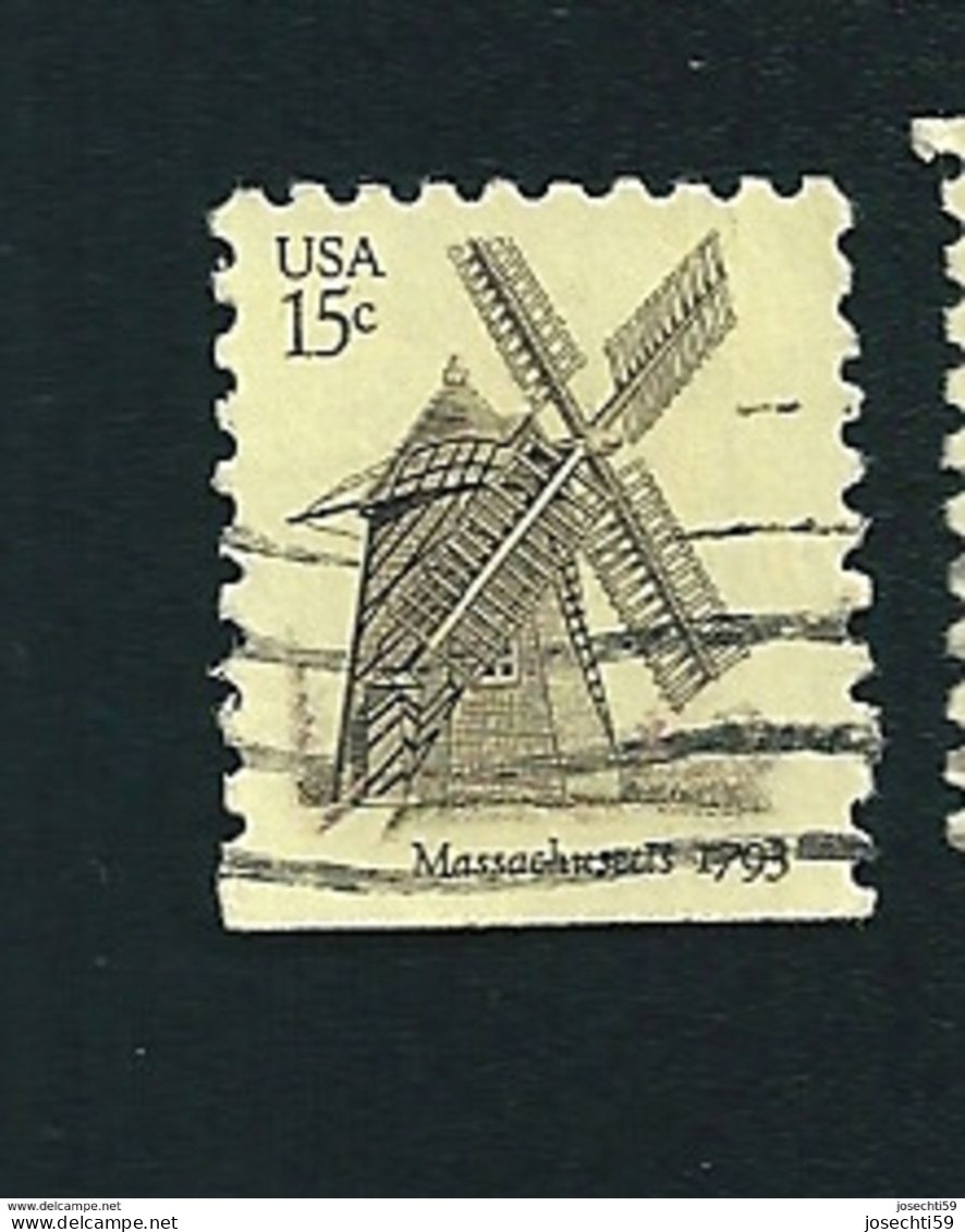 N° 1270	 USA - Moulin à Vents, Massachusetts   Timbre Stamp  USA Etats-Unis (1980) Oblitéré - Usados