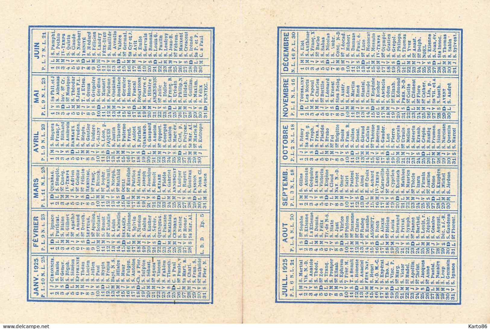 Petit Calendrier 1925 Publicitaire Illustrateur * Journal LA PETITE GIRONDE * Calendar - Tamaño Pequeño : 1921-40