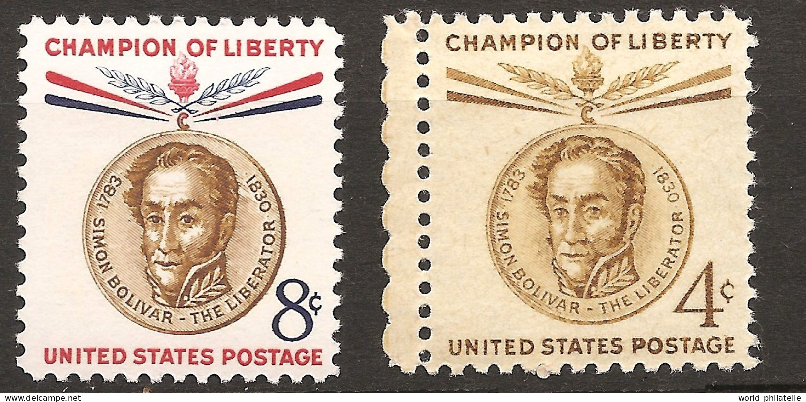 Etats-Unis D'Amérique USA 1958 N° 646 / 7 ** Champion, Liberté, Simon Bolivar, Libérateur, Blé, Médaille Venezuela Pérou - Ungebraucht