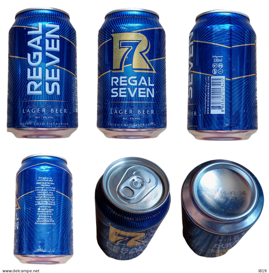 1 Can 2023 Regal Seven Lager 330ml Myanmar Beer EMPTY Cans Opened Small Bottom - Cans