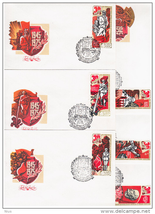 Russia USSR 1975 FDC X6 30th Anniversary Of Victory In Second World War WWII - FDC