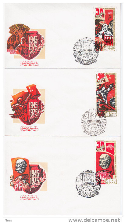 Russia USSR 1975 FDC X6 30th Anniversary Of Victory In Second World War WWII - FDC