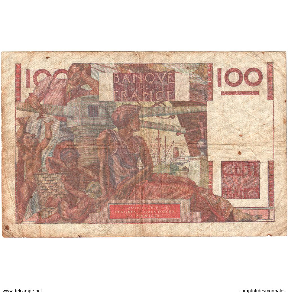 France, 100 Francs, Jeune Paysan, 1950, M.383, B+, Fayette:28.28, KM:128c - 100 F 1945-1954 ''Jeune Paysan''