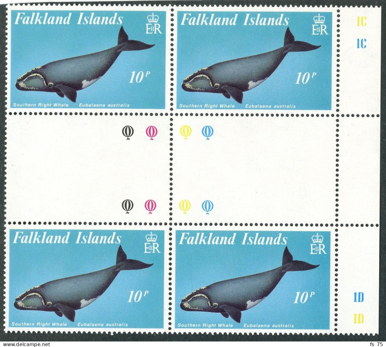 FALKLAND - YVERT 515 A 518 EN BLOC DE 4 INTERPANNEAU - SANS CHARNIERE - Falkland