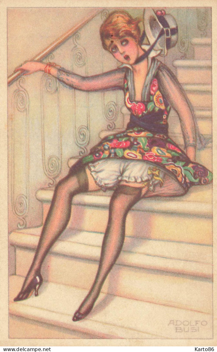 A. BUSI * CPA Illustrateur Adolfo Busi Italia Italien * Série 126-4 * Mode Femme Chute Escalier Curiosa Sous Vêtements - Busi, Adolfo