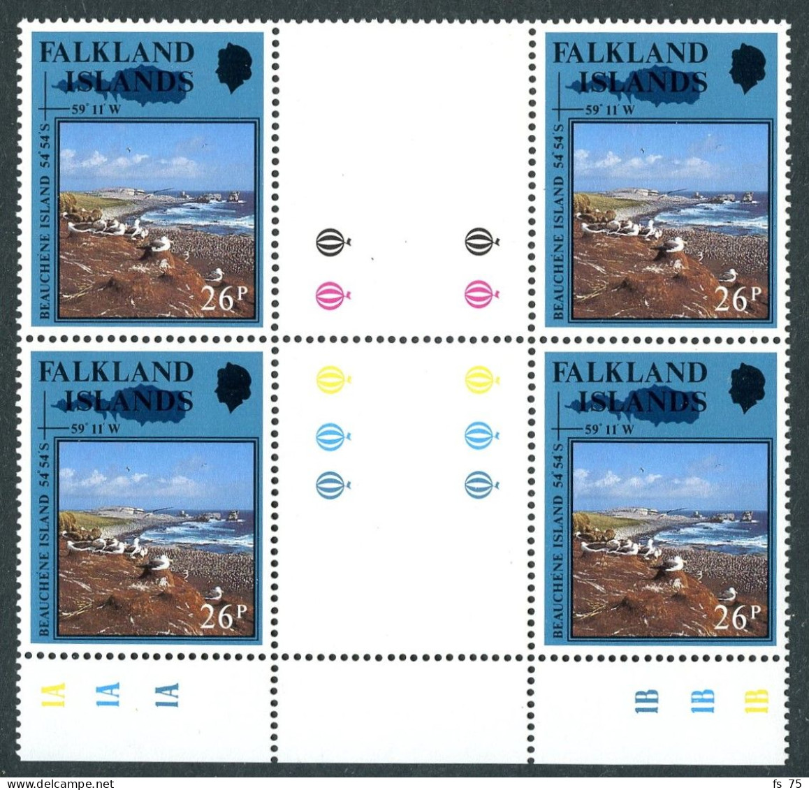 FALKLAND - YVERT 530 A 533 EN BLOC DE 4 INTERPANNEAU - SANS CHARNIERE - Islas Malvinas