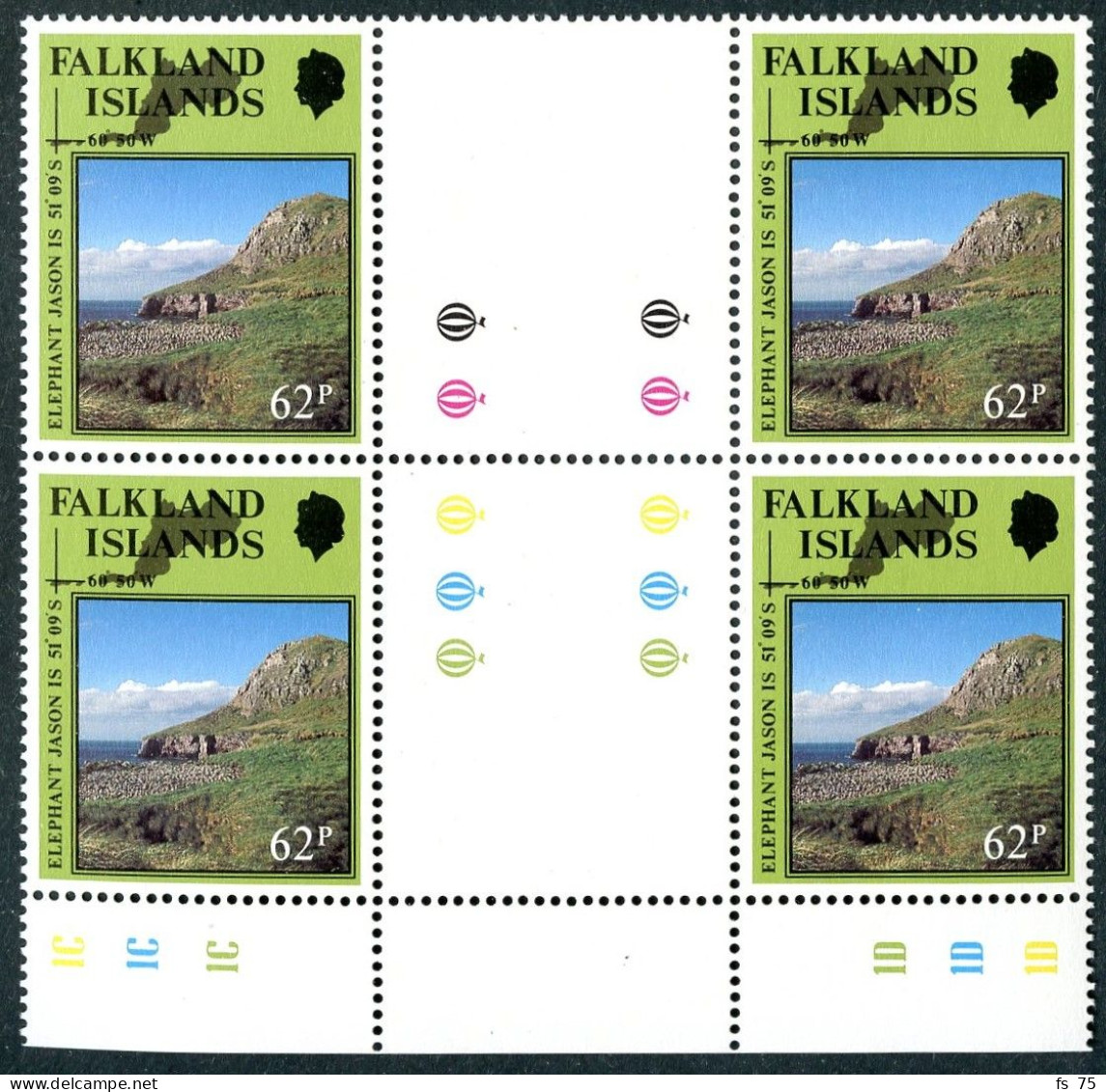 FALKLAND - YVERT 530 A 533 EN BLOC DE 4 INTERPANNEAU - SANS CHARNIERE - Falklandinseln