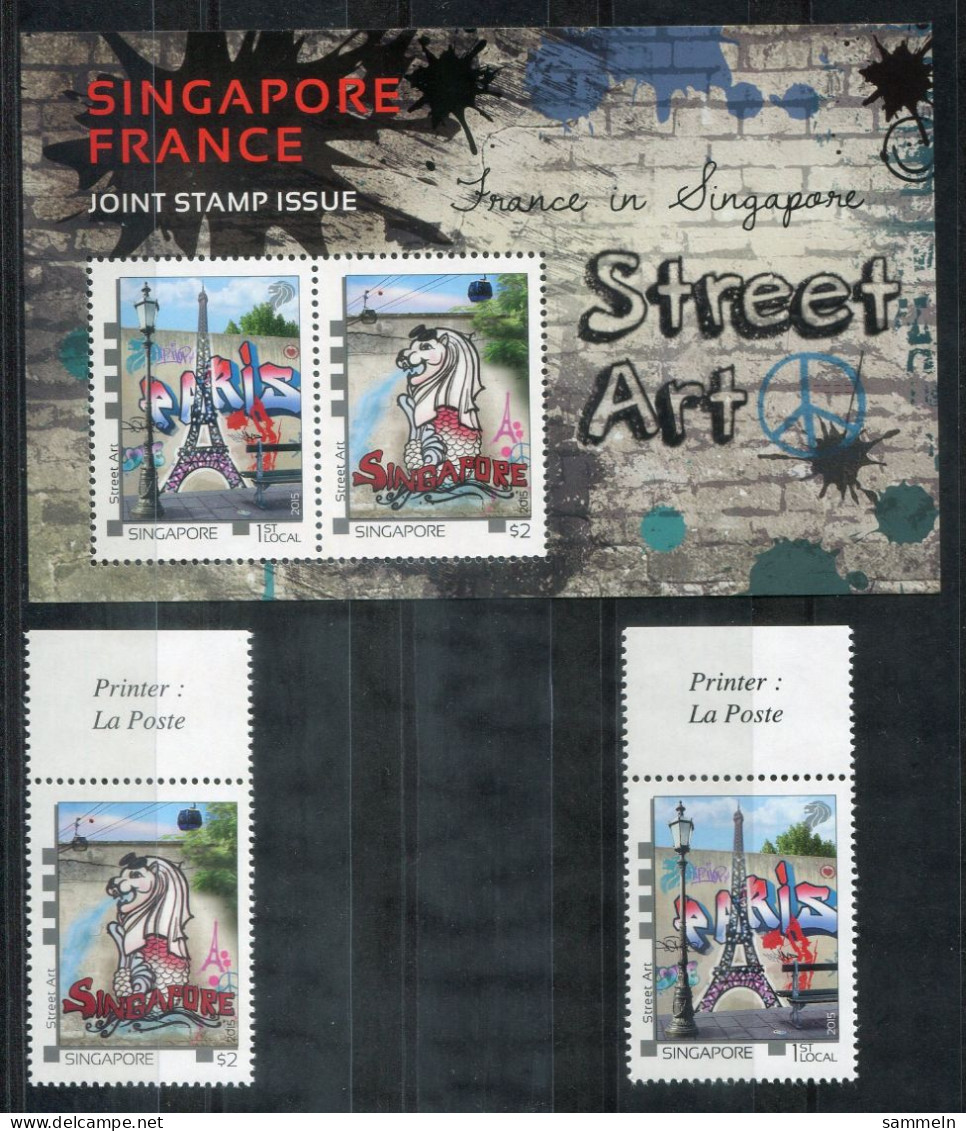 SINGAPUR 2324-2325 + Block 208 Mnh - Street Art, Joint Issue France - SINGAPORE / SINGAPOUR - Singapore (1959-...)