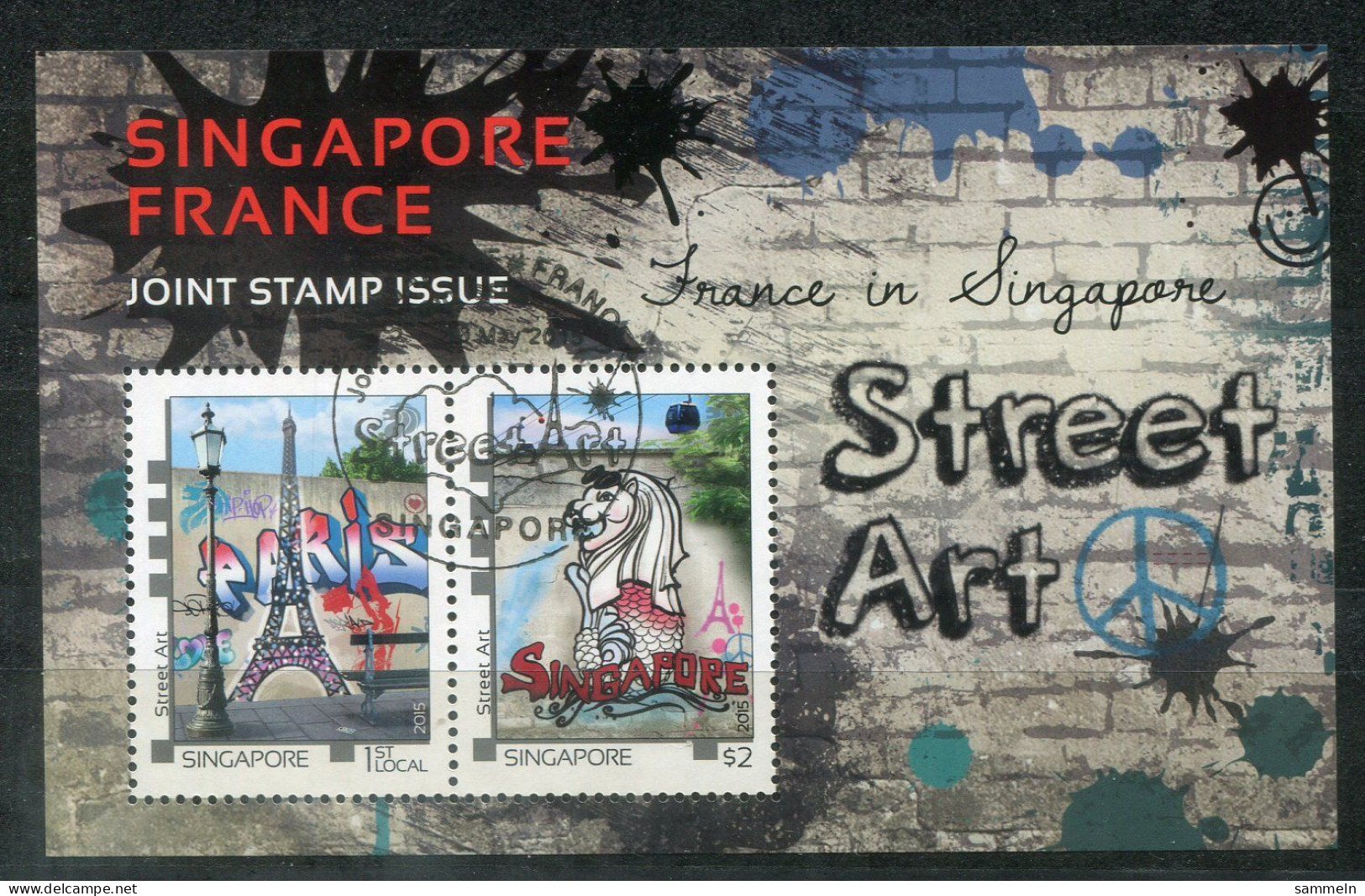 SINGAPUR Block 208, Bl.208 Canc. - Street Art, Joint Issue France - SINGAPORE / SINGAPOUR - Singapore (1959-...)