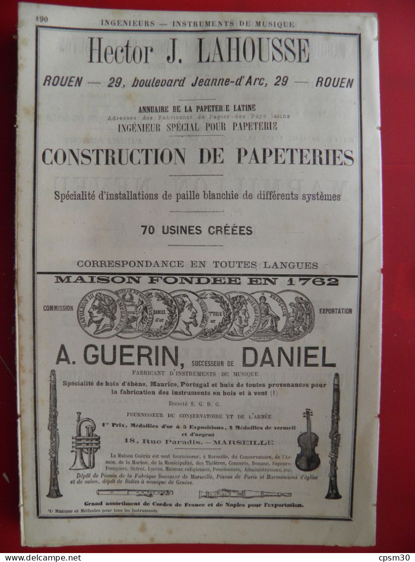 PUB 1884 - Huile Pied De Boeuf Et Mouton Marmillon Rue Monthyon 33 Bordeaux, E&P Sée 59 Lille, Lahousse Rouen, Guerin 13 - Publicités