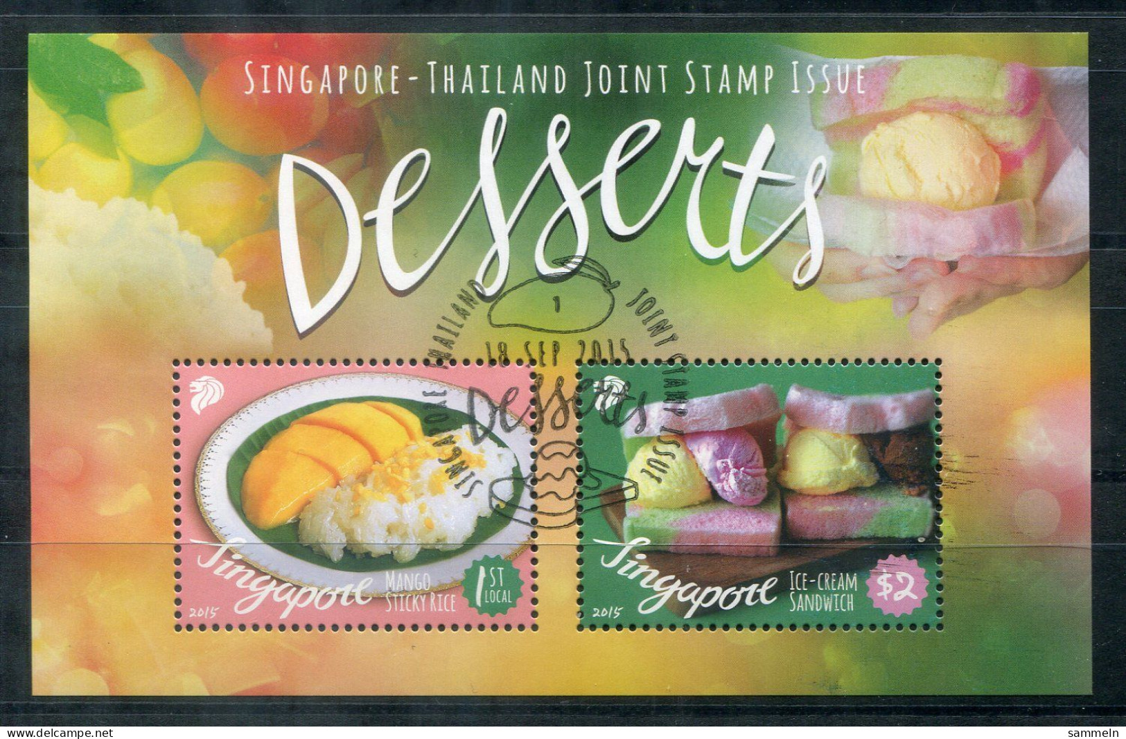 SINGAPUR Block 217, Bl.217 Canc. - Desserts, Joint Issue Thailand - SINGAPORE / SINGAPOUR - Singapore (1959-...)