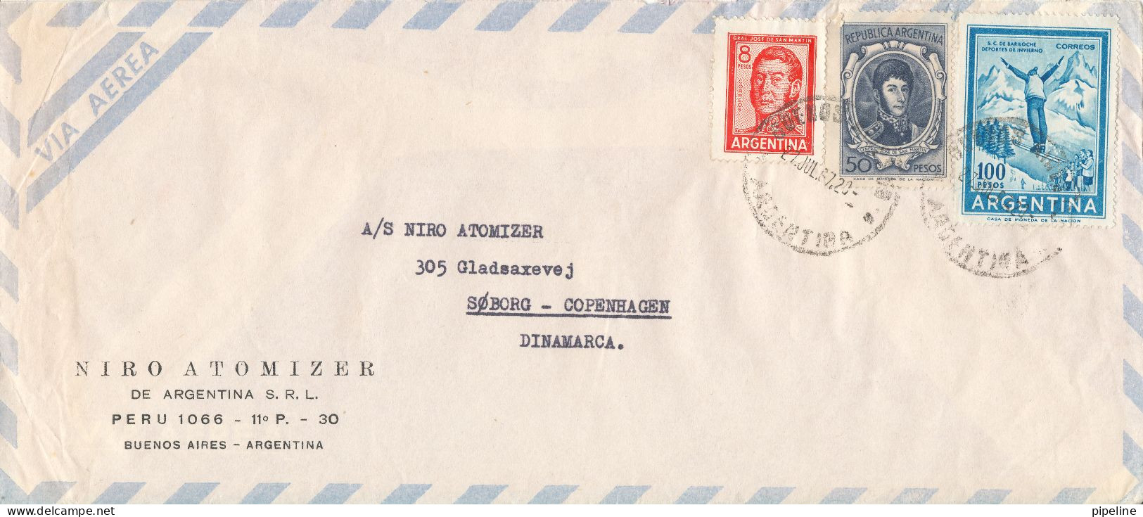 Argentina Air Mail Cover Sent To Denmark 27-7-1967 Topic Stamps The Cover Is Opened On 3 Sides - Luchtpost