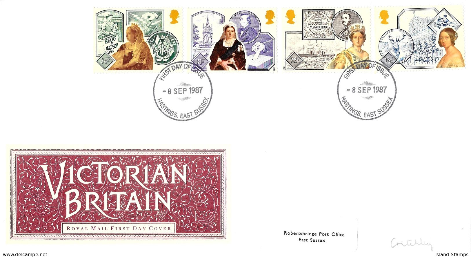 1987 Queen Victoria Addressed FDC Tt - 1981-1990 Em. Décimales