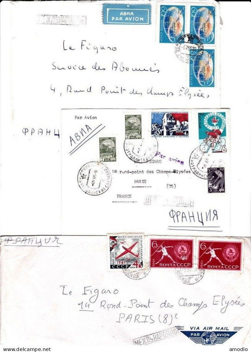 Russie URSS 15 Env Par Avion Pour France 1960's 4 Scans - Lettres & Documents