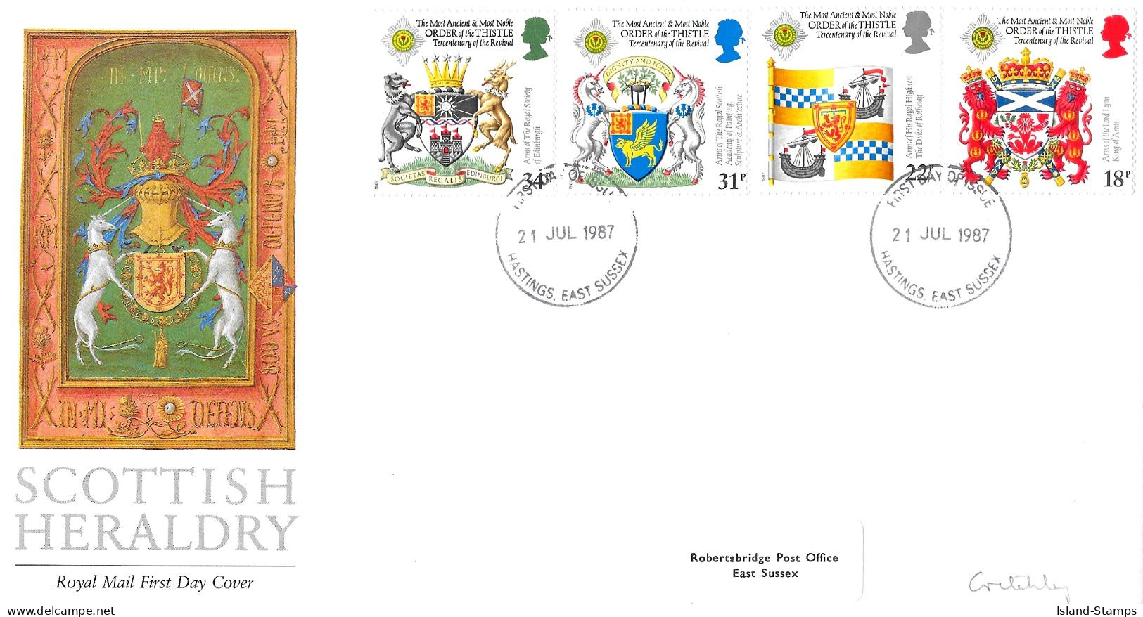 1987 Scottish Heraldry Addressed FDC Tt - 1981-1990 Decimal Issues