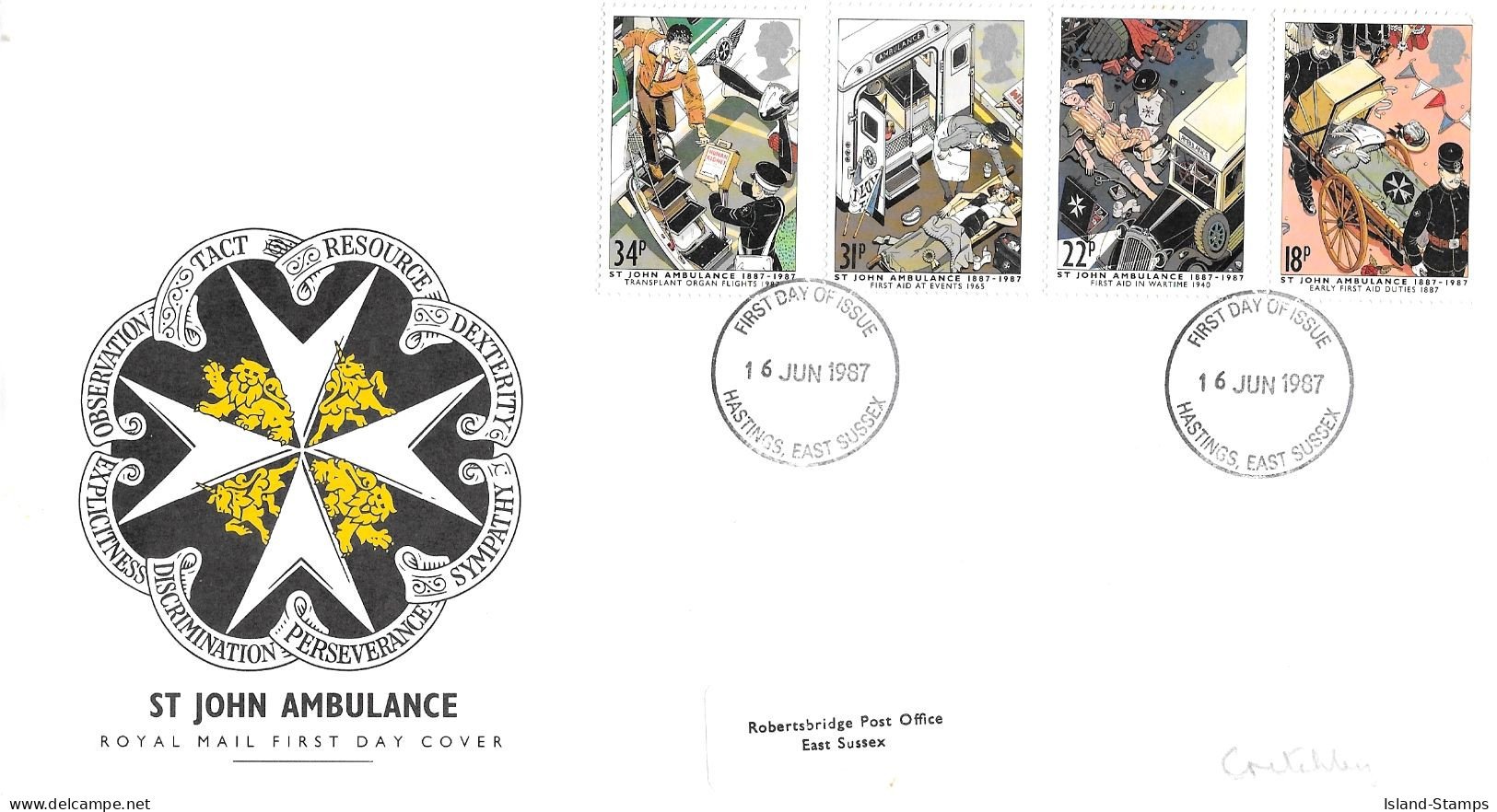 1987 St John Ambulance Addressed FDC Tt - 1981-90 Ediciones Decimales
