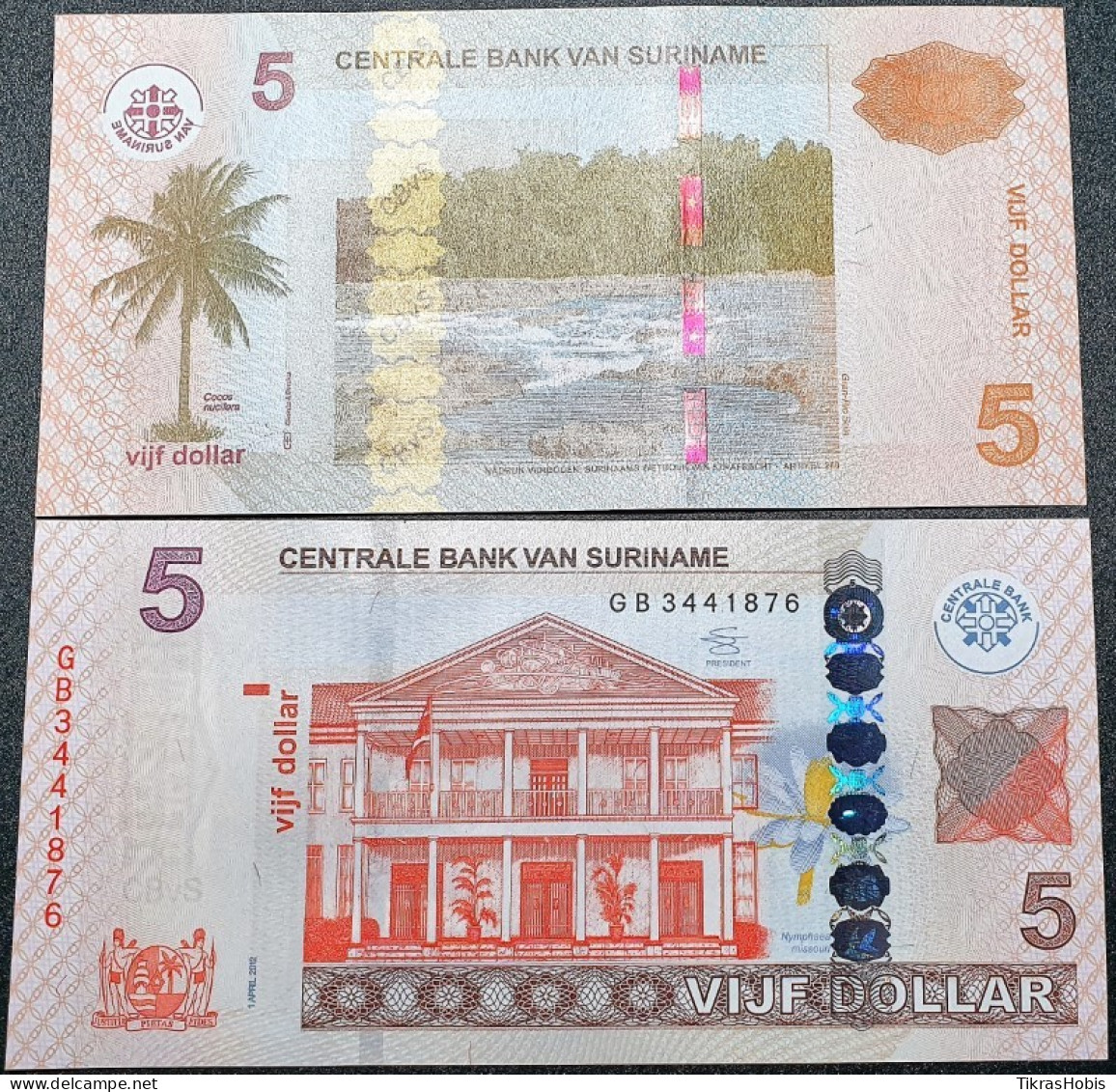 Surinam 5 Dollars, 2012 P-162B - Suriname