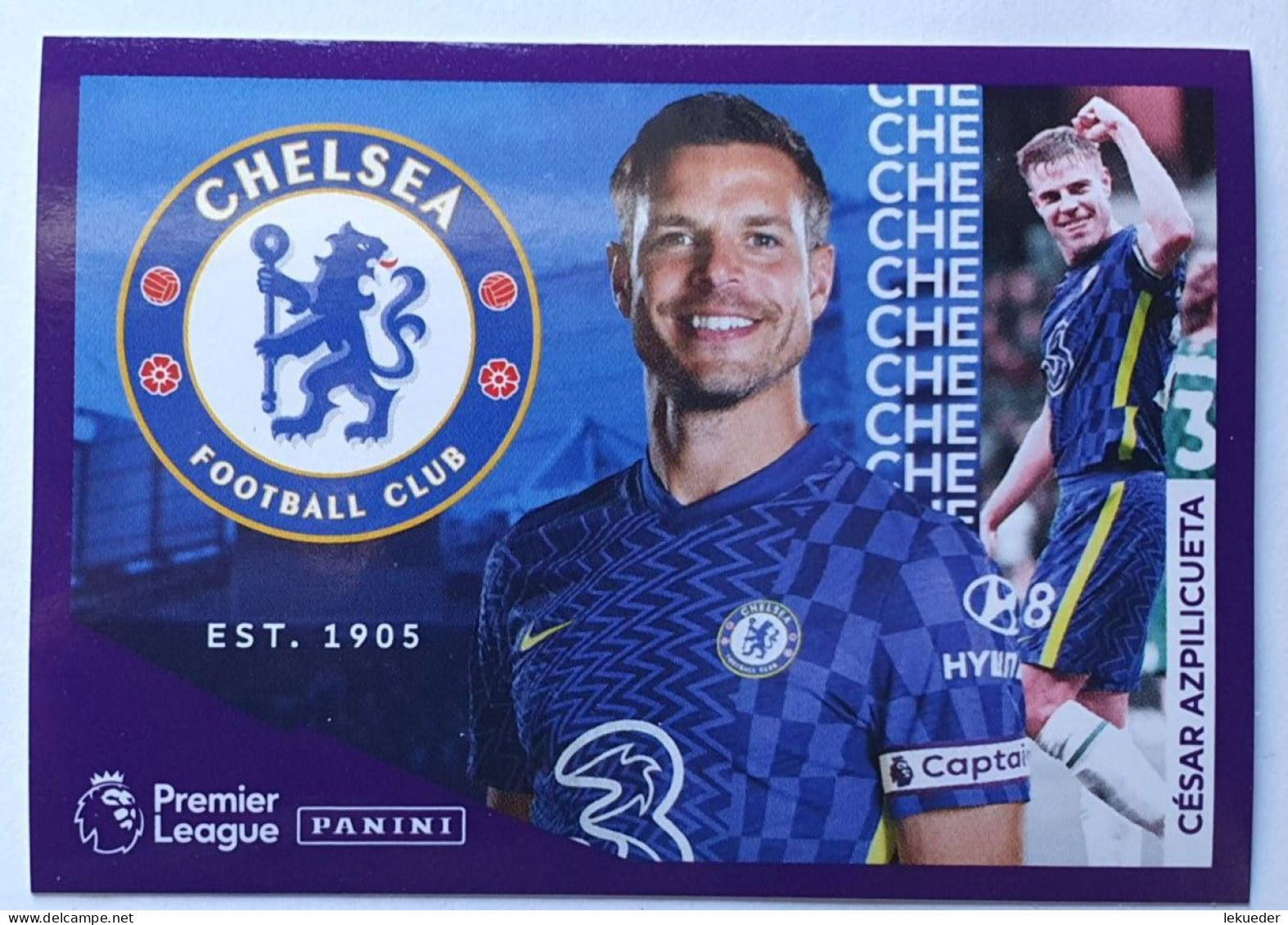 FAST Facts Captain #8 CÉSAR AZPILICUETA (Chelsea) - PANINI Premier League 2021-22 Sticker - Trading Cards