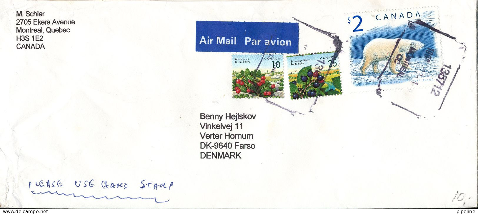 Canada Cover Sent To Denmark 1999 Topic Stamps - Brieven En Documenten