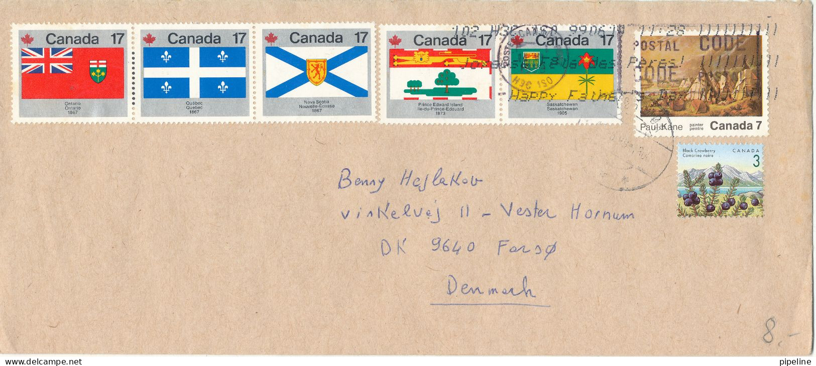 Canada Cover Sent To Denmark 1999 Topic Stamps - Covers & Documents