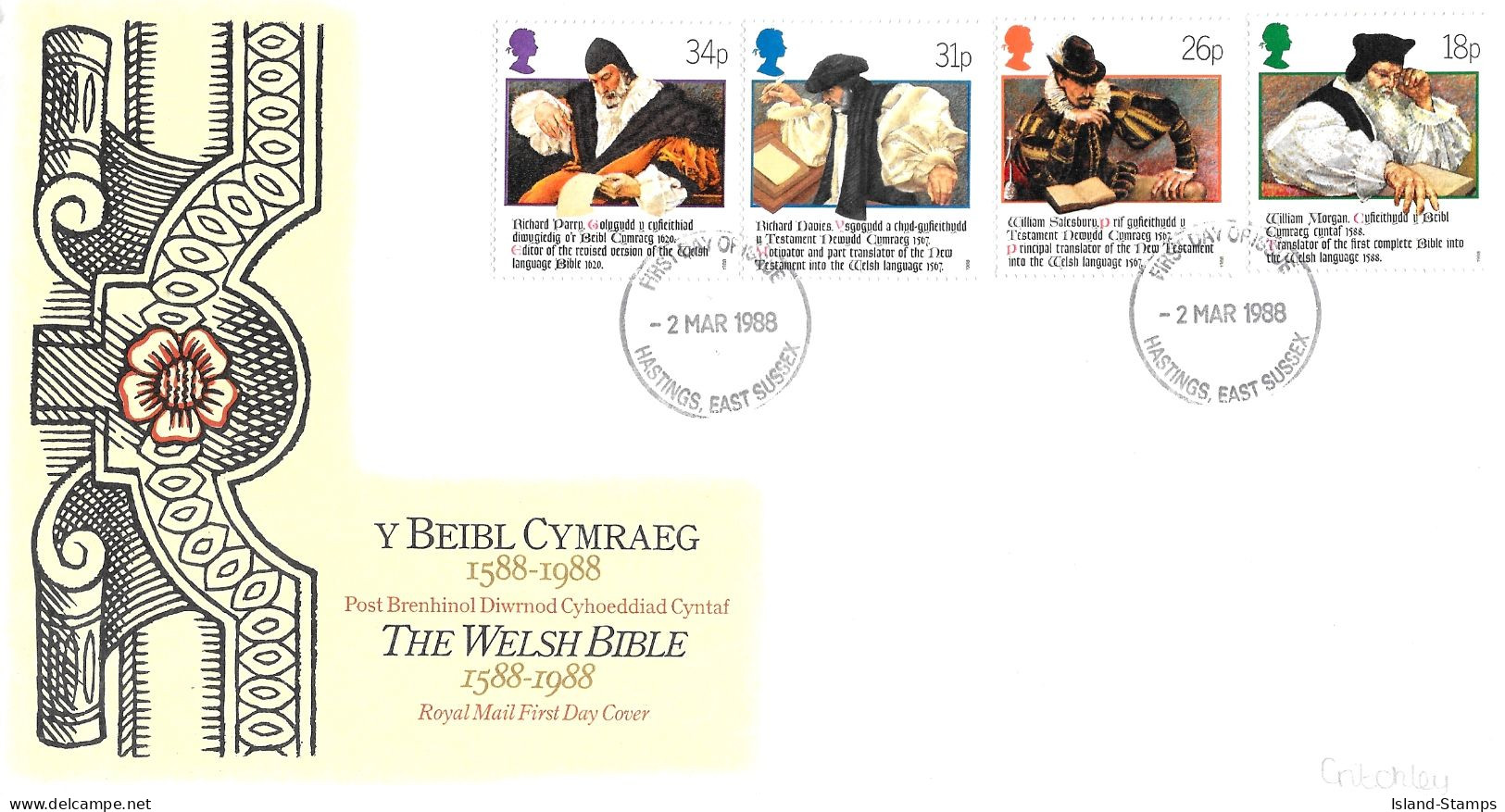 1988 Welsh Bible Addressed FDC Tt - 1981-1990 Em. Décimales