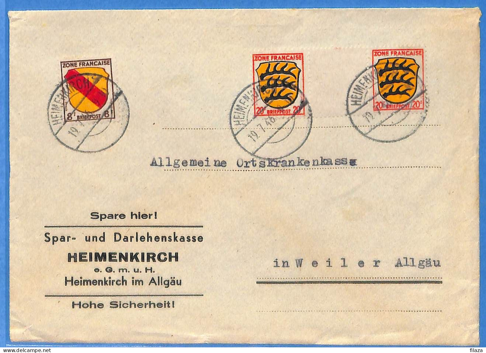 Allemagne Zone Française 1946 - Lettre De Heimenkirch - G30156 - Andere & Zonder Classificatie