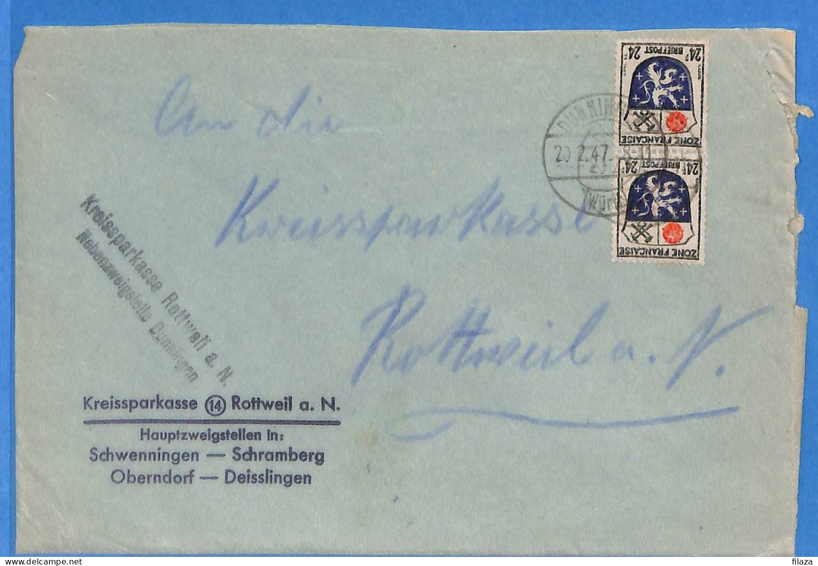 Allemagne Zone Française 1947 - Lettre De Dunningen - G30131 - Altri & Non Classificati