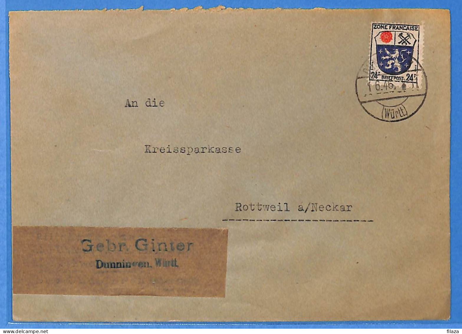 Allemagne Zone Française 1946 - Lettre - G30130 - Other & Unclassified