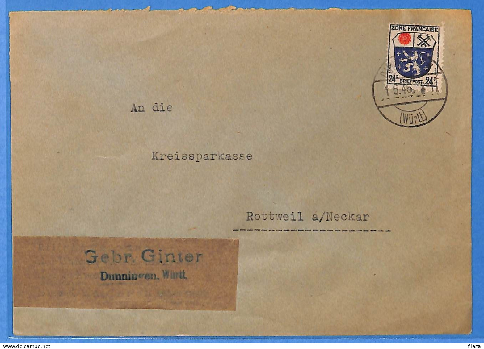 Allemagne Zone Française 1946 - Lettre - G30130 - Autres & Non Classés