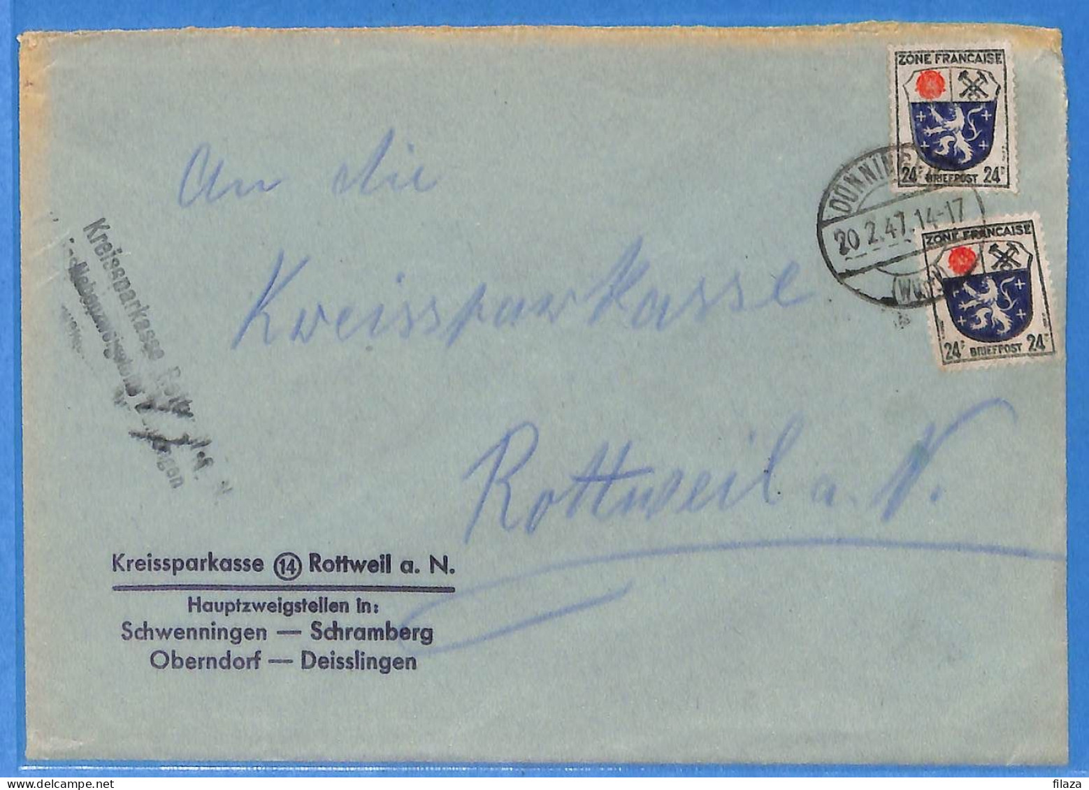 Allemagne Zone Française 1947 - Lettre De Dunningen - G30132 - Autres & Non Classés