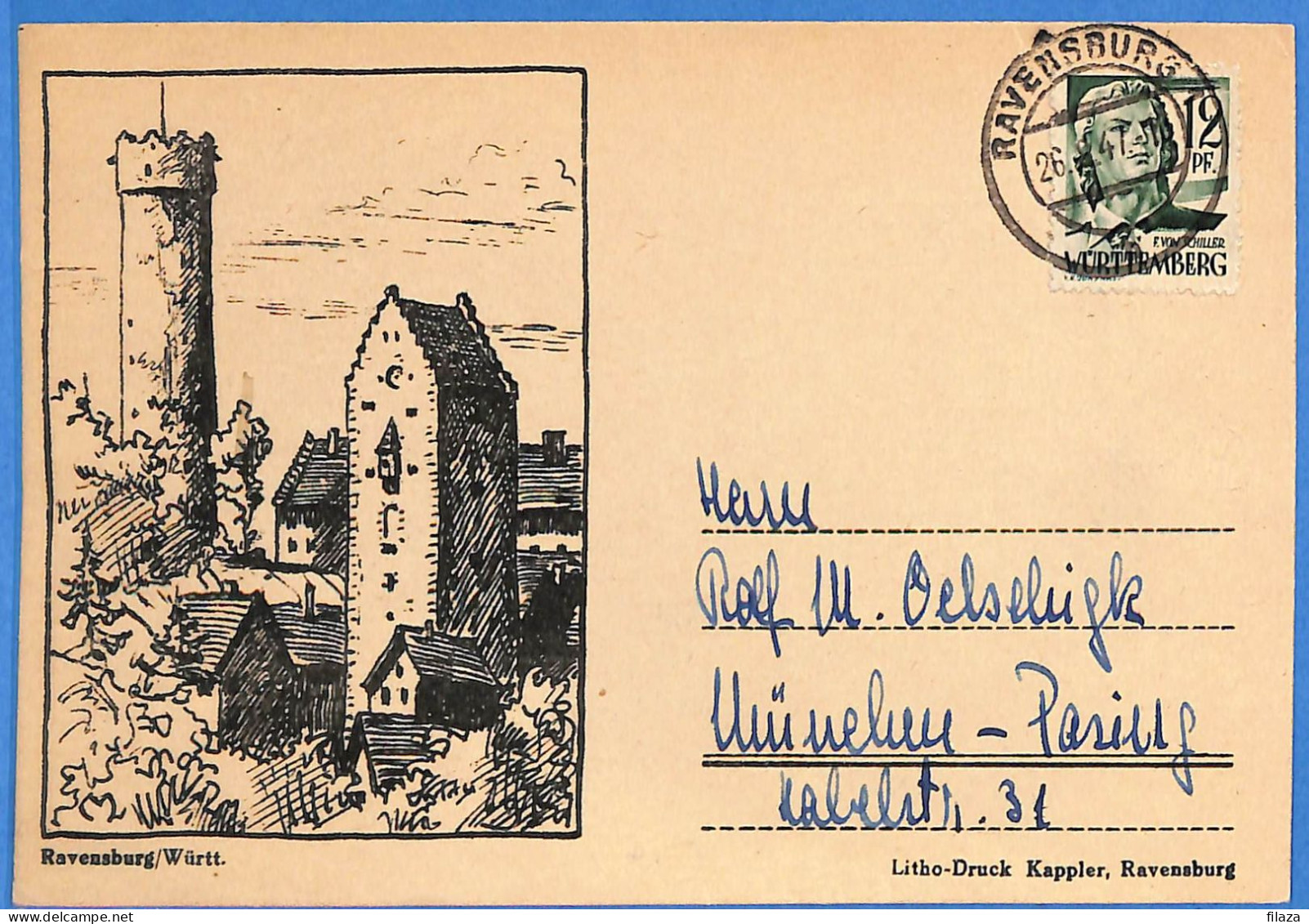 Allemagne Zone Française 1947 - Carte Postale De Ravensburg - G30121 - Altri & Non Classificati