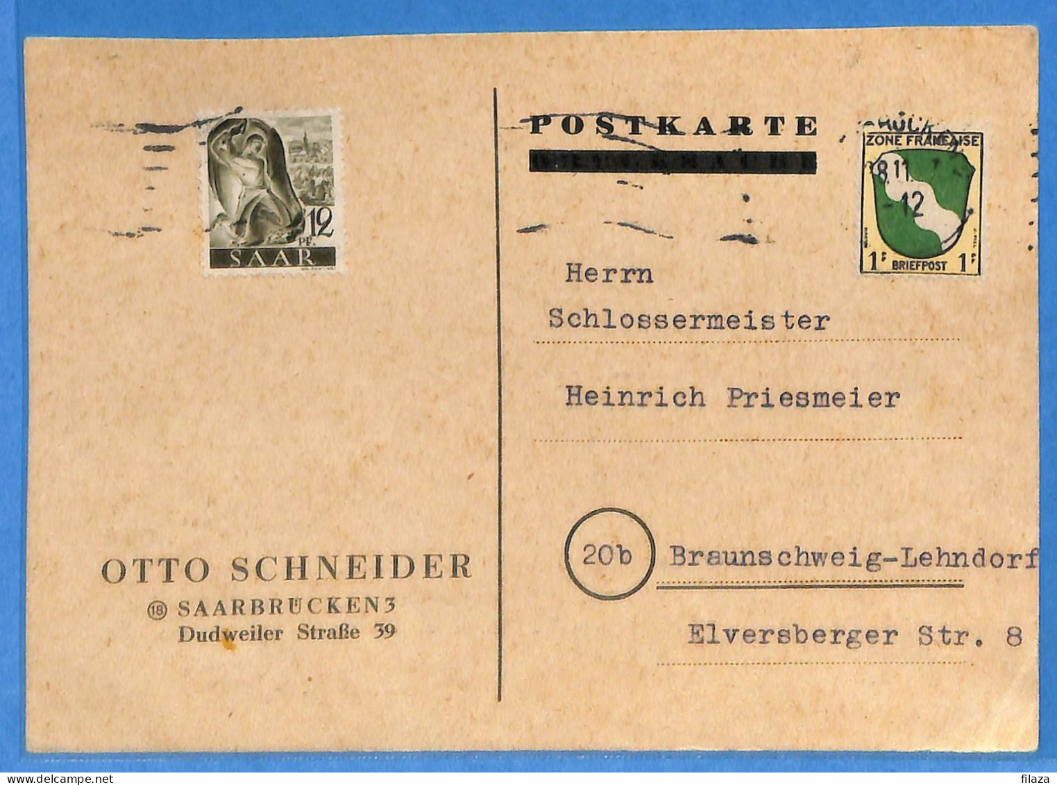 Allemagne Zone Française 1947 - Carte Postale De Saarbrucken - G30119 - Otros & Sin Clasificación